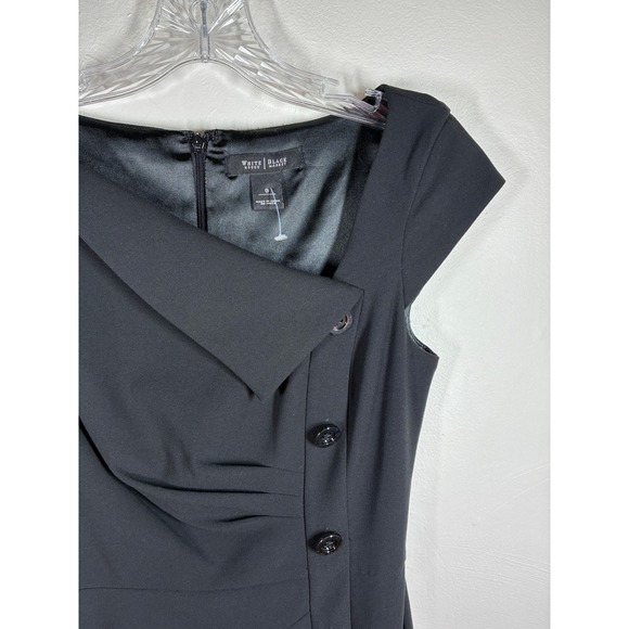 White House Black Market Black Cap Sleeve Sheath Dress Size 0 - Picture 4 of 13